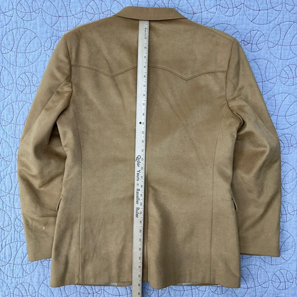 Farah Sport Coat‎ Tan Western Yoke Faux Suede Two Button / Mens 40R